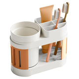 Cortina All-in-One Bathroom Organizer , Toothbrush Holder, Toothpaste Shelf & Rinse Cup Set, Brush Stand | Off-White - Orange , Single Cup