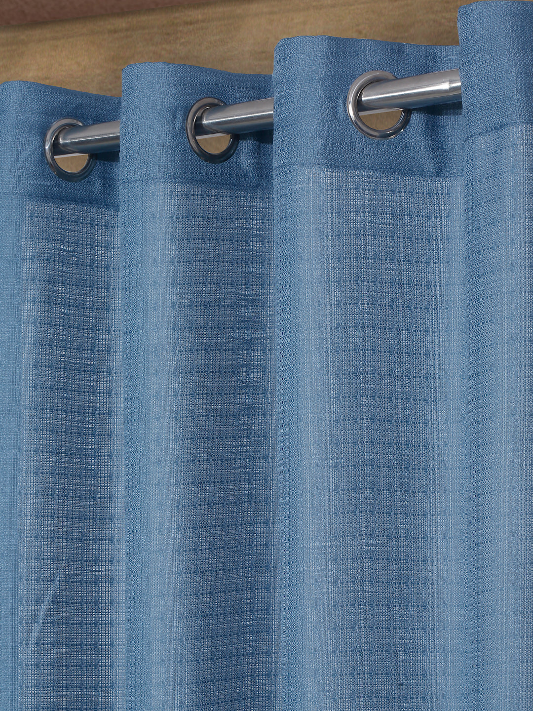 Semi-Transparent Curtains Set of 4- Blue