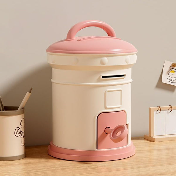 Cortina Post Box Design Piggy Bank for Kids & Adults – Plastic Coin Saver with Handle & Keys, Money box Gift Item for kids Ages 3+ ( Pink, Pack of 1 )