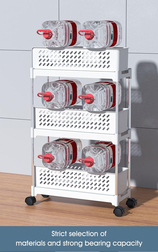 Cortina Heavy Duty Plastic Storage 2 TierShelves for Home Kitchen Garage Bathroom | Multipurpose Tiered Rack Organizer with Wheels | Strong Load-Bearing Modular Storage Unit | 46x18x48