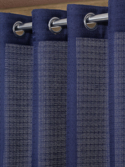 Semi-Transparent Curtains Set of 4- Navy Blue