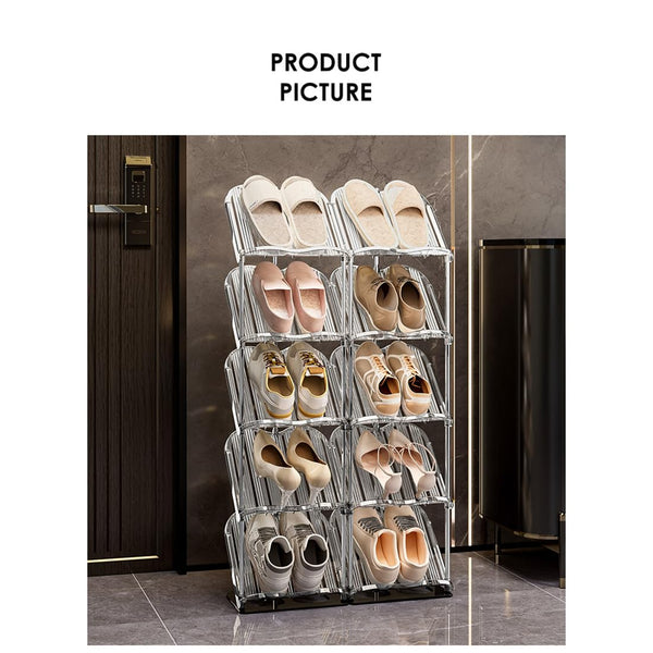 Cortina Shoe Rack Vertical Shoes Racks for Entryway Corner Shoe Storage Organizer for Small Spaces Transparently Tall Slim Shoe Shelf for Front Door Entrance Living Room - 6 Layer