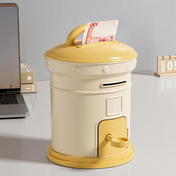 Cortina Post Box Design Piggy Bank for Kids & Adults – Plastic Coin Saver with Handle & Keys, Money box Gift Item for kids Ages 3+ ( Yellow, Pack of 1 )