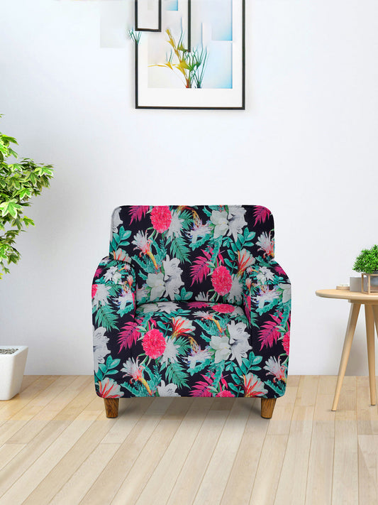 Elastic Stretchable Universal Printed Sofa Cover 1 Seater- Multicolour