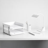 Cortina 2-Tier File Organizer , Premium Polystyrene Desk Rack, Foldable Document Holder with Dividers - Space-Saving Office & Home Paper Storage , Cloth organiser ( Grey )