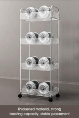 Cortina 4-Tier Rolling Storage Cart with Wheels, Slim Kitchen Organizer Rack, Space-Saving Mobile Utility Trolley with Slide Out Shelves for Bathroom & Kitchen Organization, Kids Room,[14Cm Width]
