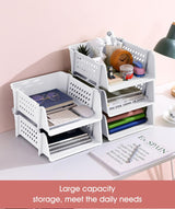 Cortina File Rack PP Plastics For Office Home Plastic Foldable Office Desk Accessories Files Papers Divider Rack Storage Rectangular Tray Stand (3 Layer File Rack)