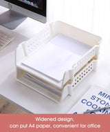 Cortina File Rack PP Plastics For Office Home Plastic Foldable Office Desk Accessories Files Papers Divider Rack Storage Rectangular Tray Stand (2 Layer File Rack)