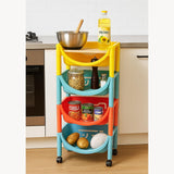 Cortina 4-Layer Multipurpose Utility Rack  Fruit & Vegetable Basket Trolley with Wheels | Kitchen, Pantry, Bathroom Organizer & Toy Storage Rack for Home (Multicolour)
