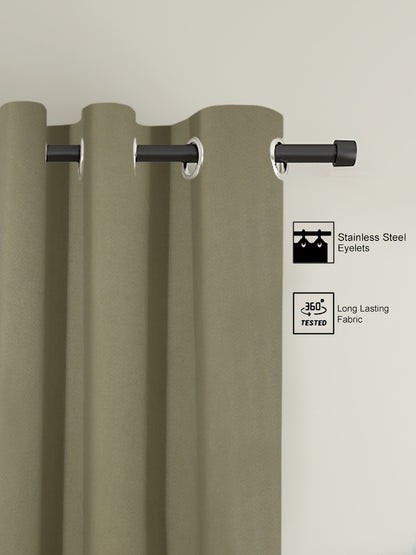 Pack of 2 Polyester Blackout Solid Door Curtains- Olive