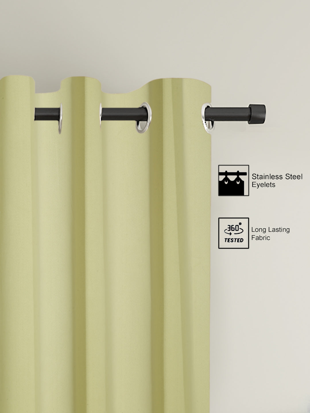Pack of 2 Polyester Blackout Solid Window Curtains- Green