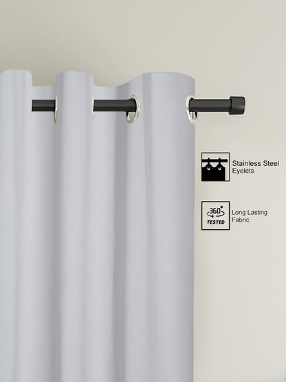 Pack of 2 Polyester Blackout Solid Door Curtains- Light Grey
