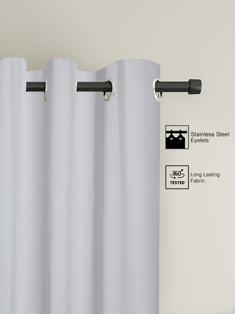 Pack of 2 Polyester Blackout Solid Long Door Curtains- Light Grey