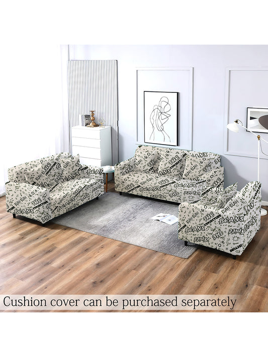 Polyester Stretchable Koffee with Karan Printed Sofa Cover 3+1+1 Seater- White