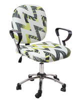 Stretchable Elastic Geometric Printed Office Chair Cover Pack of 4- White