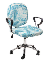 Stretchable Elastic Floral Printed Office Chair Cover Pack of 1- Blue