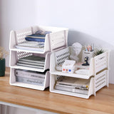 Cortina File Rack PP Plastics For Office Home Plastic Foldable Office Desk Accessories Files Papers Divider Rack Storage Rectangular Tray Stand (3 Layer File Rack)