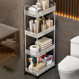 Cortina 4-Tier Rolling Storage Cart with Wheels, Slim Kitchen Organizer Rack, Space-Saving Mobile Utility Trolley with Slide Out Shelves for Bathroom & Kitchen Organization, Kids Room,[14Cm Width]