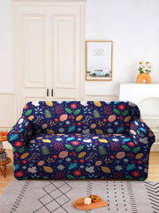 Elastic StretchableUniversal Printed Sofa Cover 4 Seater-Purple