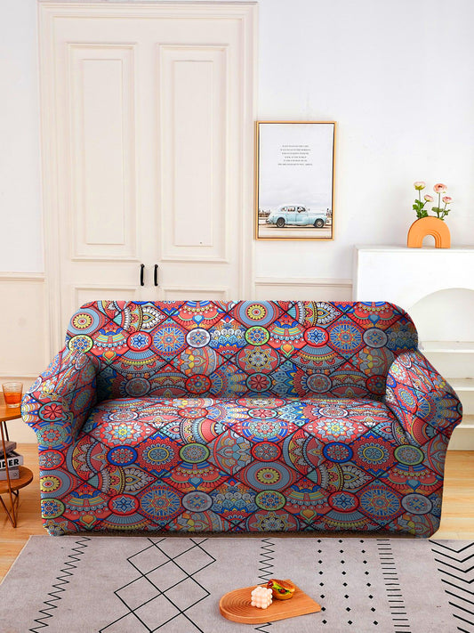 Elastic Stretchable Universal Printed Sofa Cover 4 Seater- Multicolour