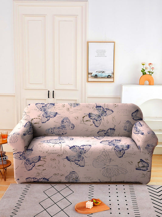Elastic Stretchable Universal Printed Sofa Cover 3 Seater- Beige