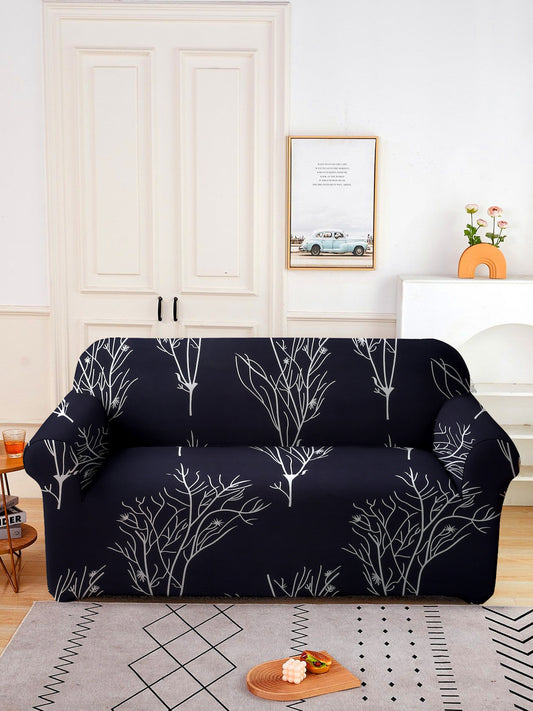 Elastic Stretchable Universal Printed Sofa Cover 3 Seater- Black