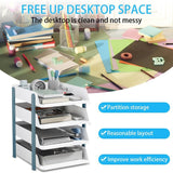 Cortina 4-Tier File Organizer , Premium Polystyrene Desk Rack, Foldable Document Holder with Dividers - Space-Saving Office & Home Paper Storage , Cloth organiser ( Blue)