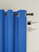 Pack of 2 Polyester Blackout Solid Long Door Curtains- Navy Blue