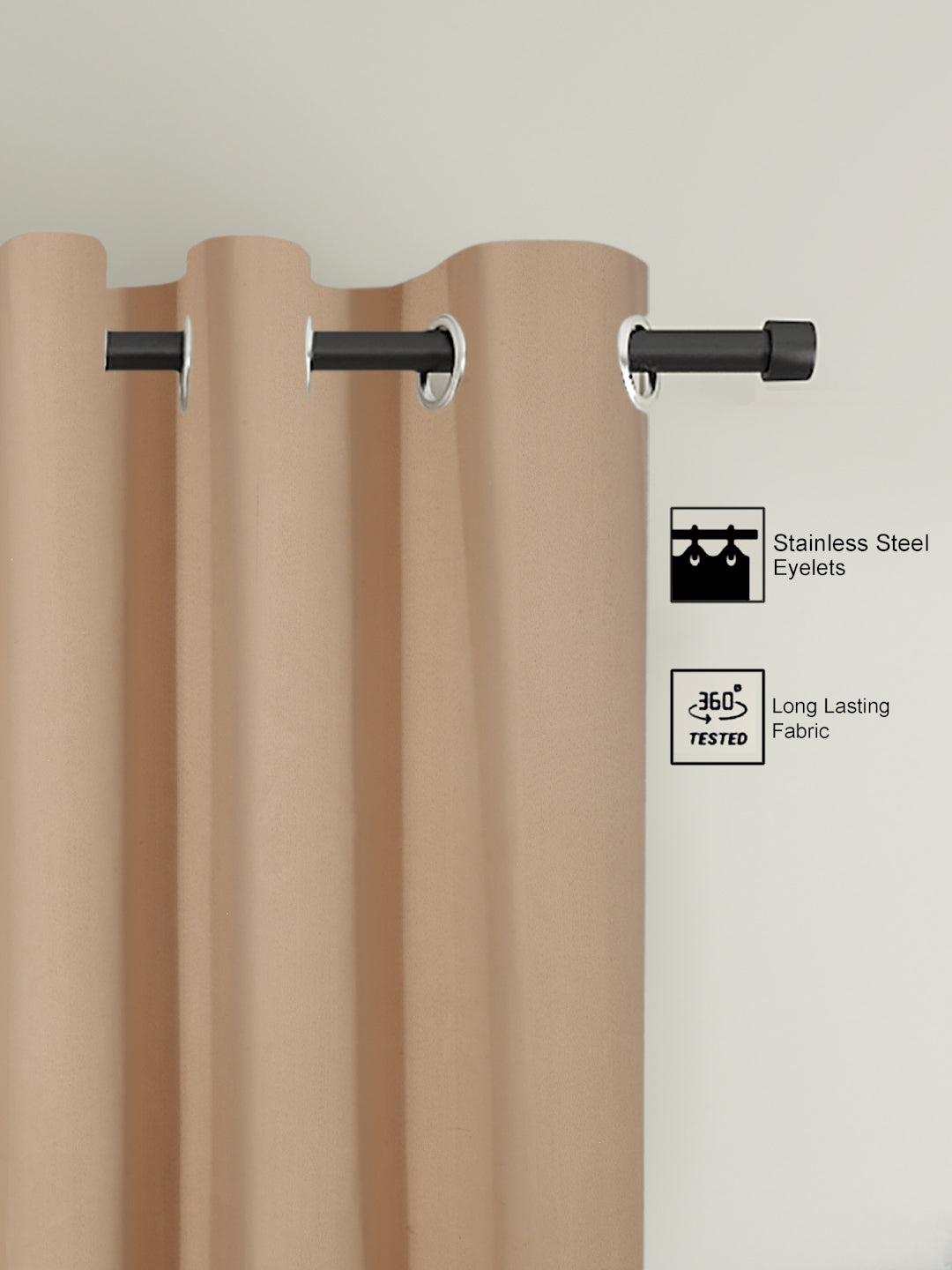 Pack of 2 Polyester Blackout Solid Door Curtains- Coffee