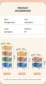 Cortina 4-Layer Multipurpose Utility Rack  Fruit & Vegetable Basket Trolley with Wheels | Kitchen, Pantry, Bathroom Organizer & Toy Storage Rack for Home (Multicolour)