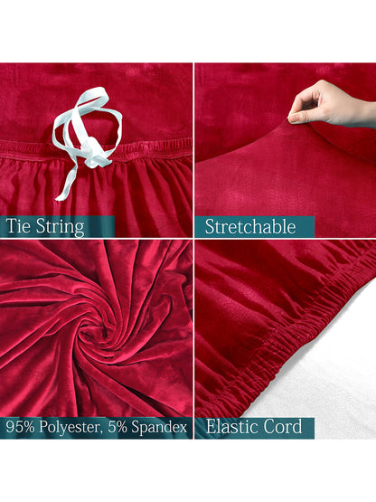 Elastic Stretchable Velvet Sofa Cover 2 Seater- Red