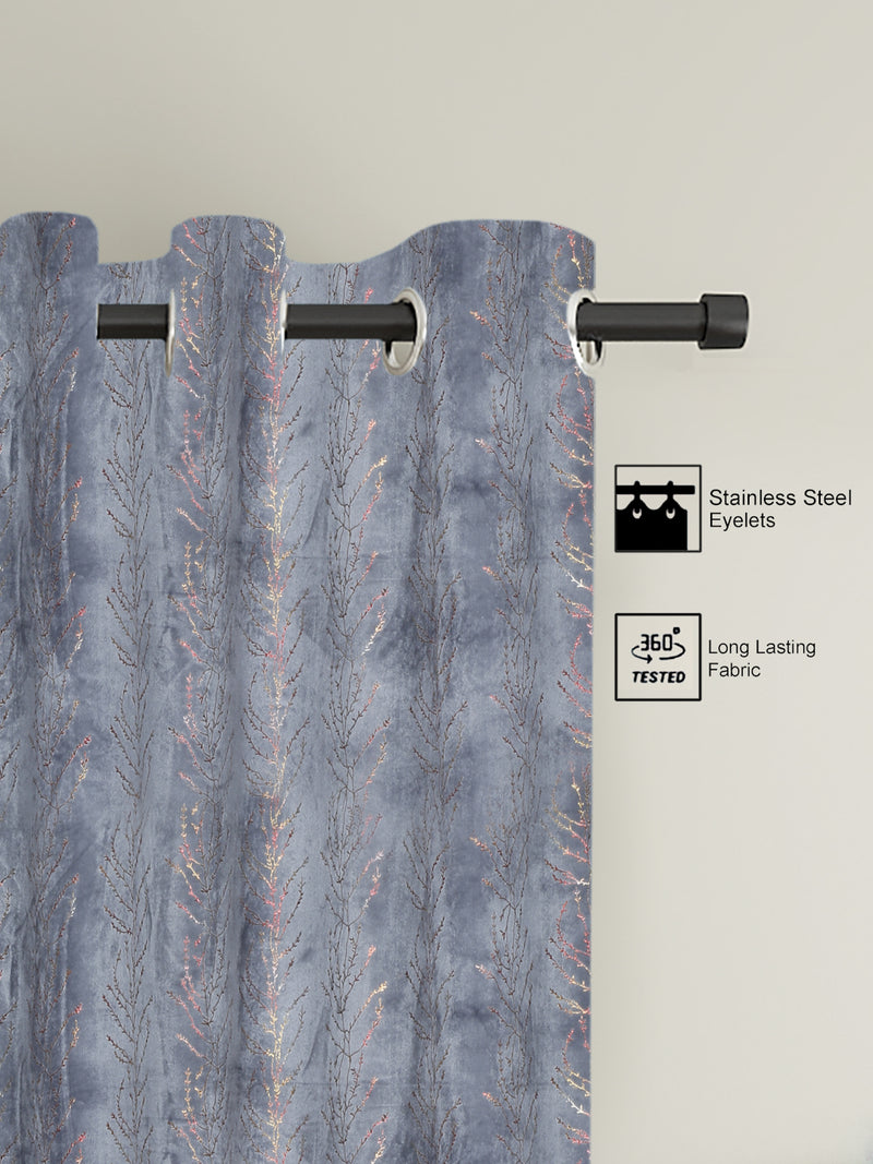 Pack of 2 Velvet Regular Foil Door Curtains- Dark Grey