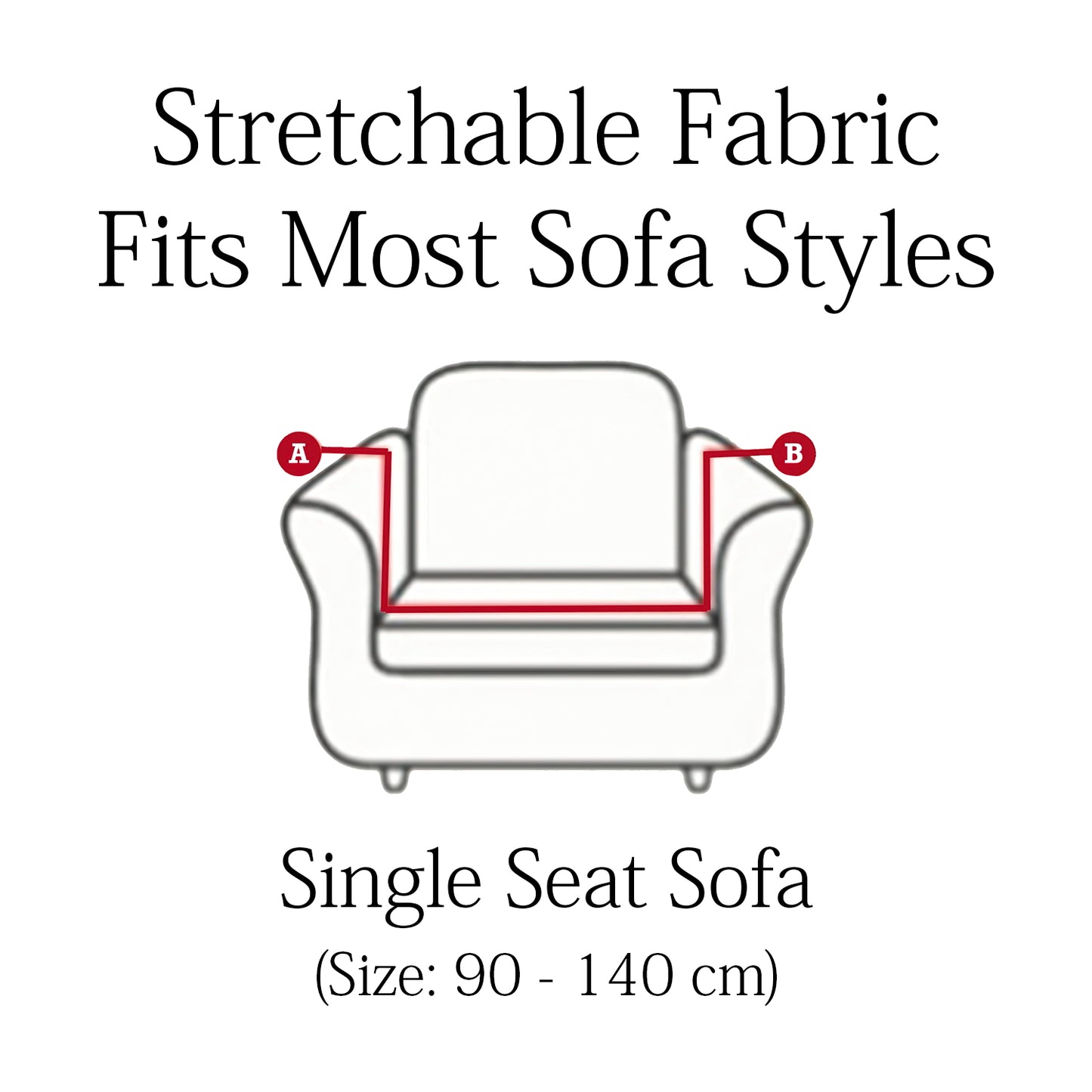 Elastic Geometric Printed Sofa Cover 1 Seater- Grey
