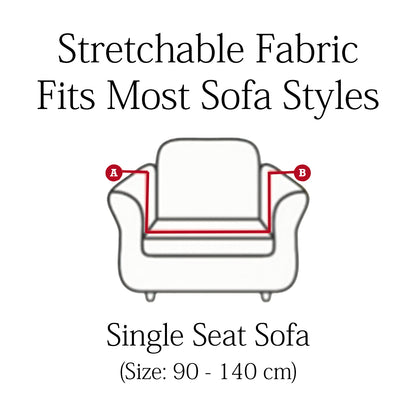 Elastic StretchableUniversal Printed Sofa Cover 1 Seater-Cream