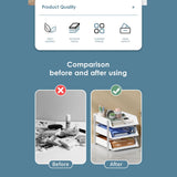 Cortina 3-Tier File Organizer , Premium Polystyrene Desk Rack, Foldable Document Holder with Dividers - Space-Saving Office & Home Paper Storage, Cloth organiser ( Grey )