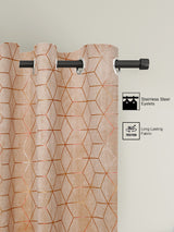 Pack of 2 Velvet Regular Geometric Foil Door Curtains- Peach