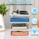 Cortina 4-Tier File Organizer , Premium Polystyrene Desk Rack, Foldable Document Holder with Dividers - Space-Saving Office & Home Paper Storage , Cloth organiser ( Grey )