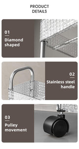 Cortina 4-Tier Rolling Storage Cart with Wheels, Slim Kitchen Organizer Rack, Space-Saving Mobile Utility Trolley with Slide Out Shelves for Bathroom & Kitchen Organization, Kids Room,[14Cm Width]