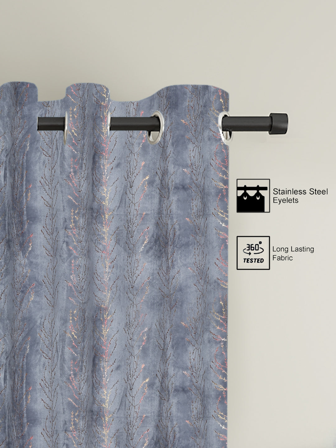 Pack of 2 Velvet Regular Foil Curtains