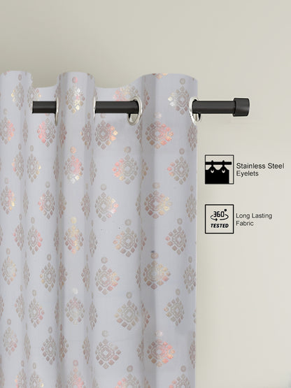 Pack of 2 Polyester Blackout Foil Long Door Curtains- Light Grey