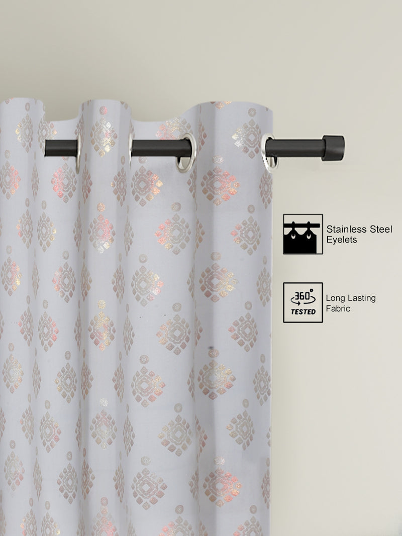 Pack of 2 Polyester Blackout Foil Long Door Curtains- Light Grey