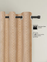 Pack of 2 Velvet Room Darkening Emboss Door Curtains- Peach