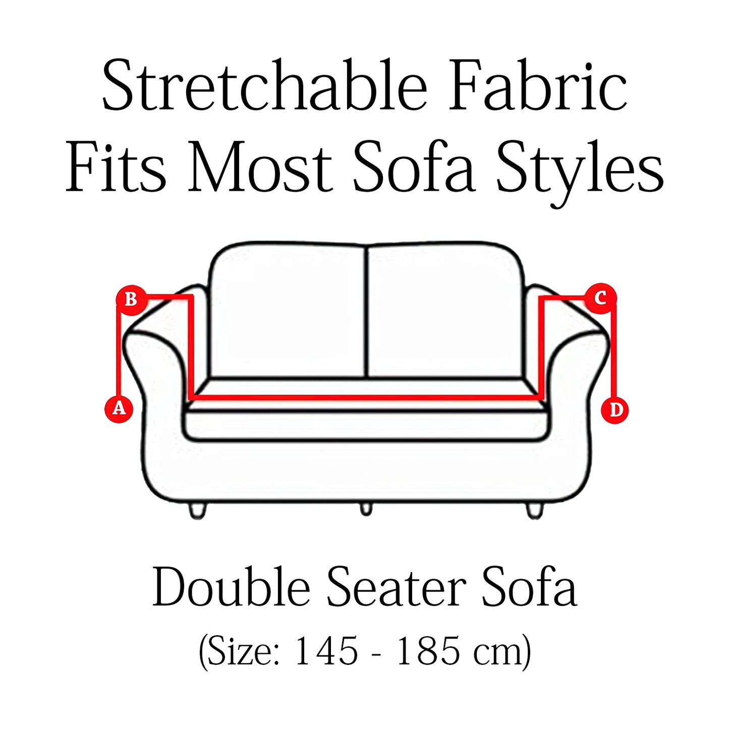Elastic Geometric Printed Sofa Cover 2 Seater- Grey