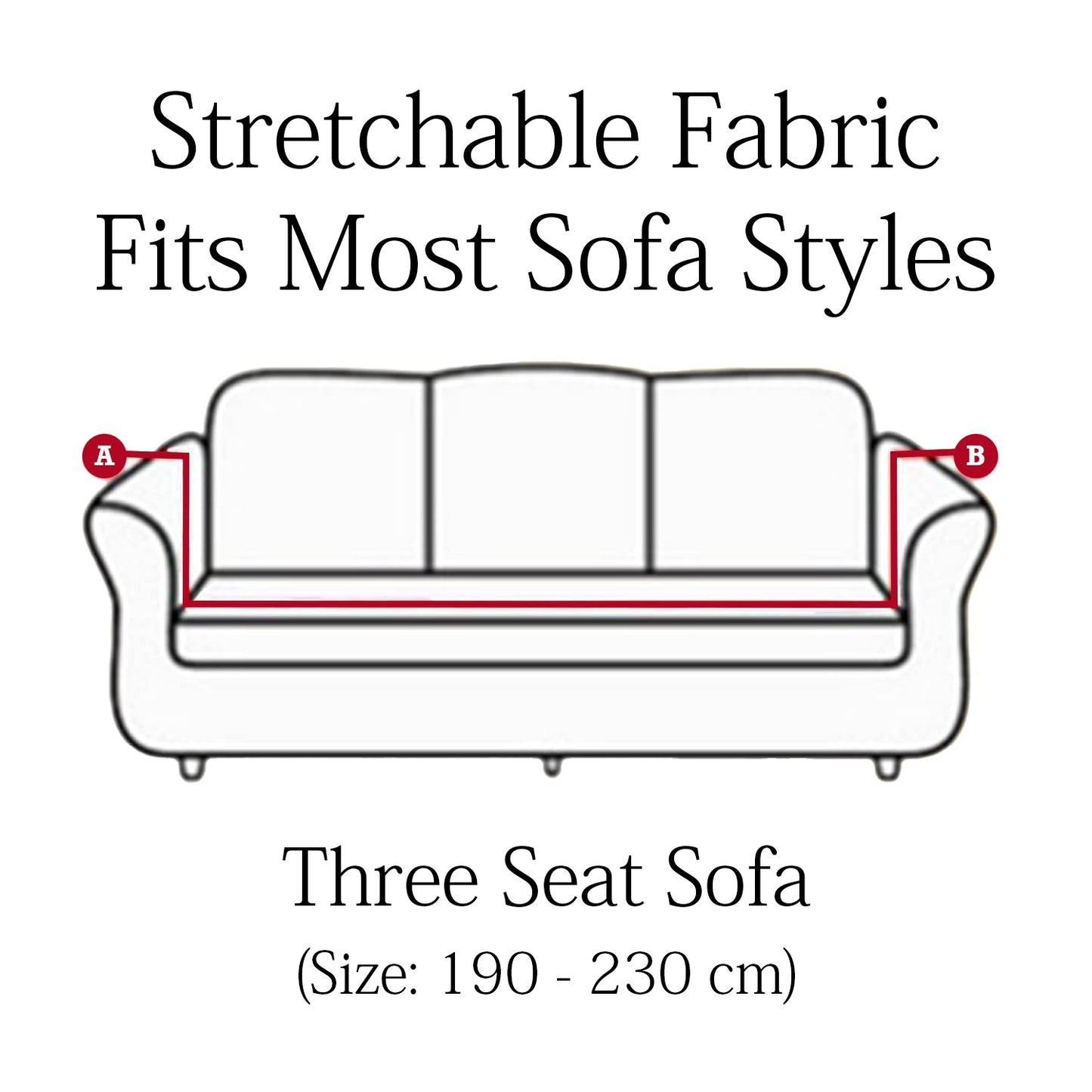 Elastic Floral Printed Sofa Cover 3 Seater- Cream