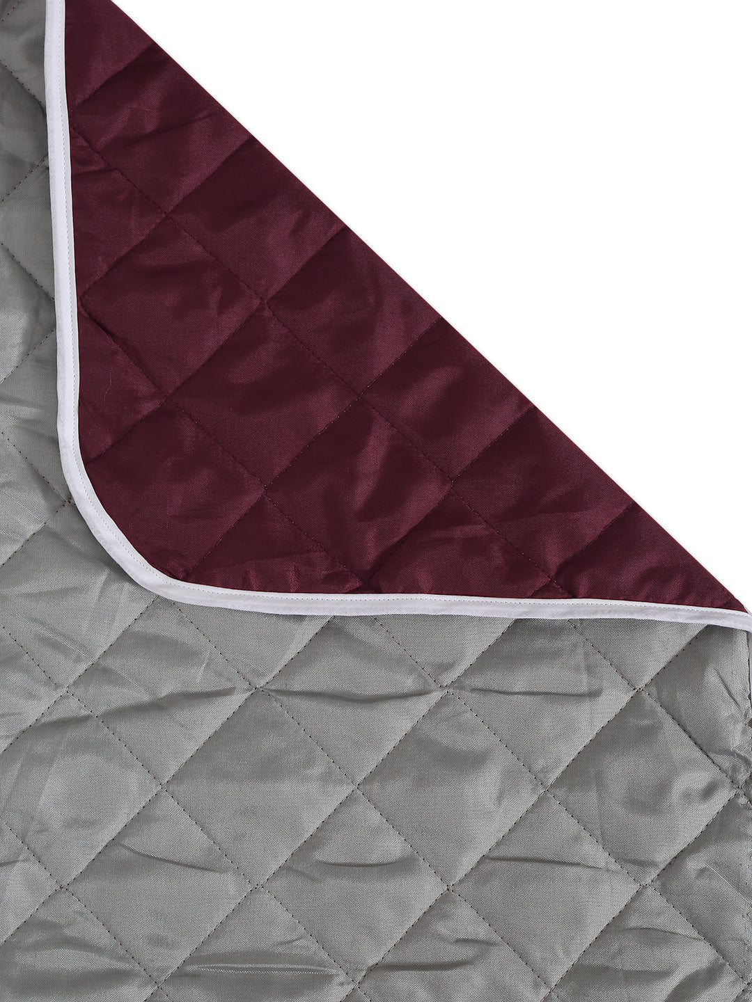 Reversible Quilted Polyester Solid Sofa Cover 2 Seater- Maroon & Grey