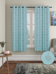 Pack of 2 Polyester Blackout Foil Window Curtains- Sky Blue