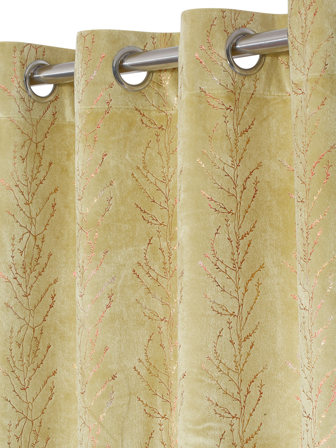 Pack of 2 Velvet Regular Foil Long Door Curtains- Olive