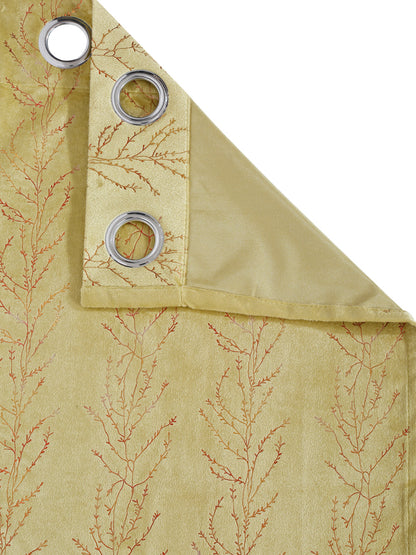 Pack of 2 Velvet Regular Foil Long Door Curtains- Olive