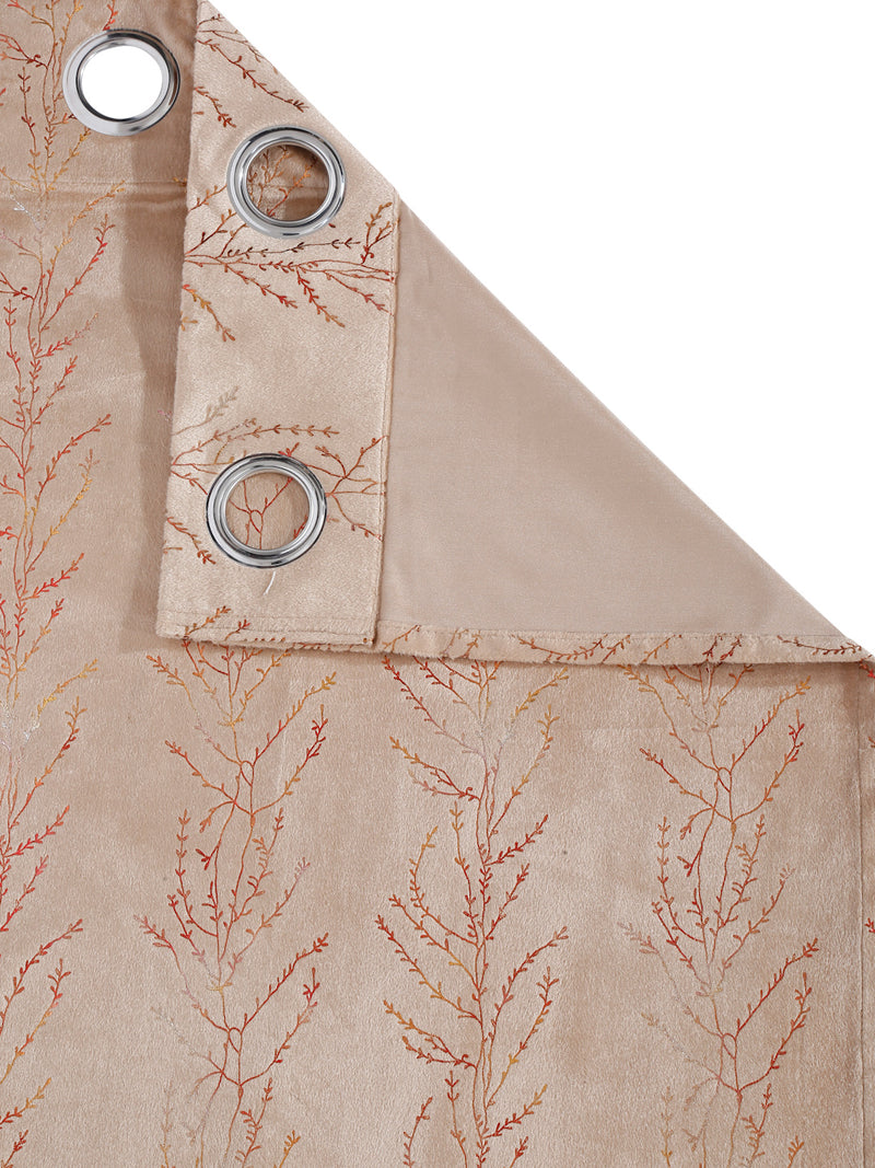 Pack of 2 Velvet Regular Foil Long Door Curtains- Peach