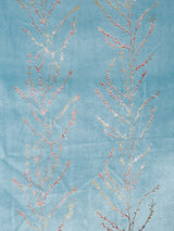 Pack of 2 Velvet Regular Foil Window Curtains- Light Blue